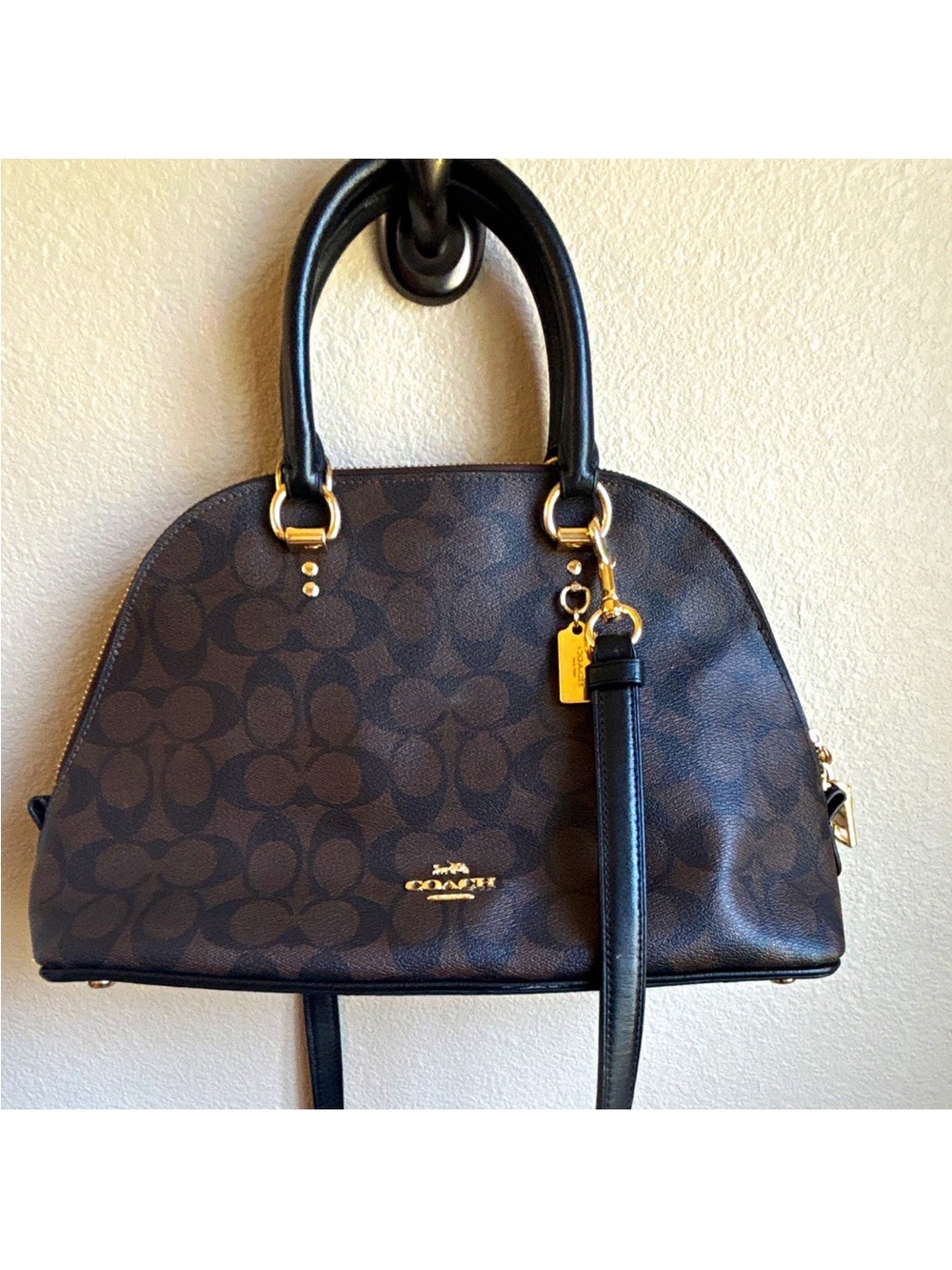 Coach Mini Sierra Satchel Signature Brown Black Crossbody Bag F27583